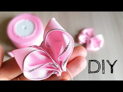 Видео: Дочка носит их, не снимая! Бантики из лент 4 см