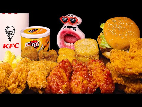 Видео: KFC Соусная курица, жареная курица и куриный бургер! 🍗🍔💛 ASMR Mukbang Eating Show :)