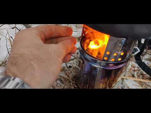 Видео: Турбо-печка щепочница. Литр кипятка из снега в реальном времени.