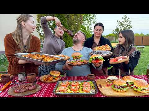 Видео: Стейки, Бургеры и Медальоны из Лосося! Семейный Вечер и Вкусный Ужин