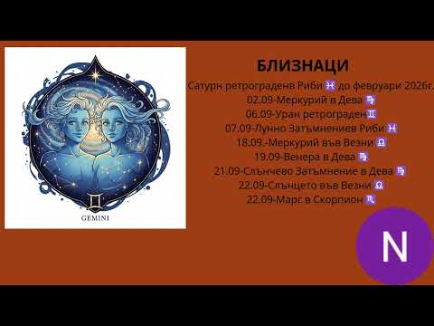 Видео: 📌БЛИЗНАЦИ - ХОРОСКОП ЗА СЕПТЕМВРИ 2025