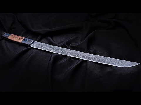 Видео: Катана с художественный травлением от мастерской Волчий Век из стали CPM S125V. #нож #выставка 