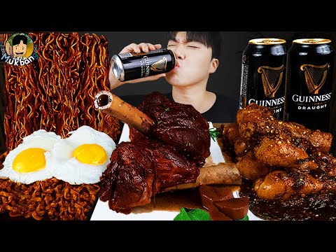Видео: ASMR MUKBANG | Жареный цыпленок, стейк, лапша с черной фасолью, кимчи Корейская еда