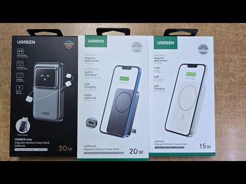 Видео: Мобильный аккумулятор Power Bank Mag-Safe, PB571 (35605B), PB206 (15086), PB560 (25207) UGREEN