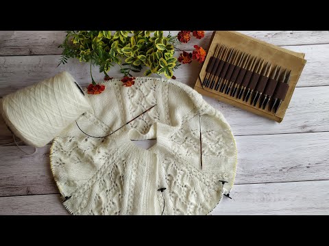 Видео: Ажурный кардиган "Нежность" спицами. Часть 3. Вяжем ажурный узор. Росток.