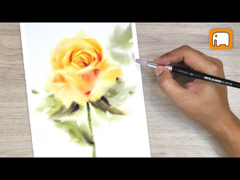 Видео: Как нарисовать ШЕДЕВР ЖЕЛТУЮ РОЗУ в домашних условиях / Акварель