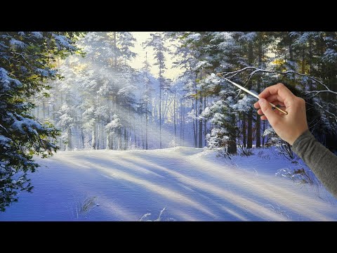 Видео: How to Paint a Winter Landscape. Acrylic Painting | Акриловая живопись, зимний пейзаж.