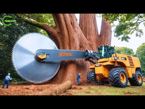 Видео: Экстремально опасные и быстрые большие бензопилы для валки деревьев | Экскаватор-монстр для удале...