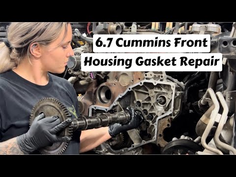 Видео: 6.7 Ремонт прокладки корпуса ГРМ Cummins