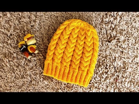 Видео: МК Красивая детская шапка, вязанная спицами, на сезон весна-осень. 48-50