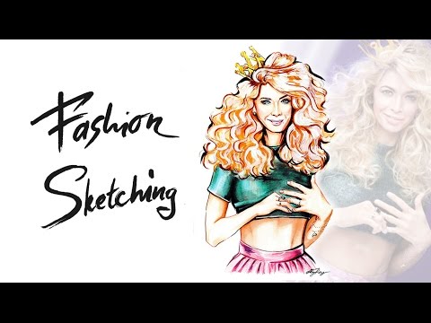 Видео: Fashion Sketching: Рисуем скетч-копию с фотографии Веры Брежневой.