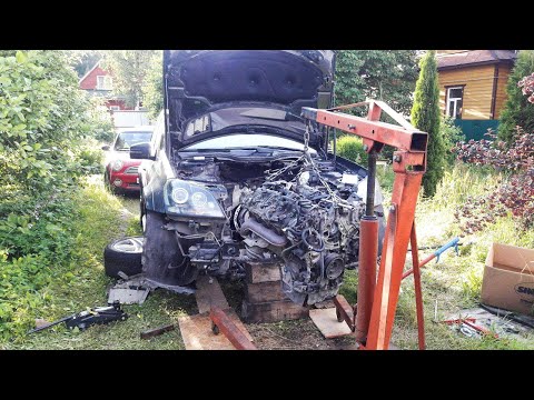 Видео: Снимаем мотор M273 V8 во дворе с Mercedes GL500 X164