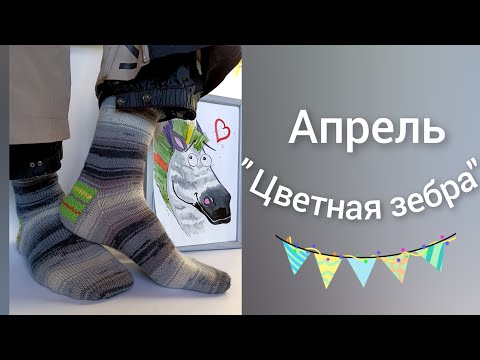 Видео: Апрель " Цветная зебра" / Носочный календарь 2024 🐉#участник7#носочныйкалендарь_2024_апрель