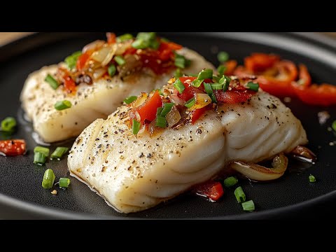 Видео: Невероятно просто и очень вкусно! Нежная треска с хрустящим луком и перцем!