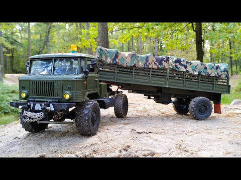 Видео: Модель Грузовика WPL B24 ГАЗ-66П с Активным Полуприцепом