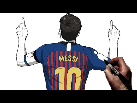 Видео: Как нарисовать Месси (празднование) | Пошаговое руководство | Футбол