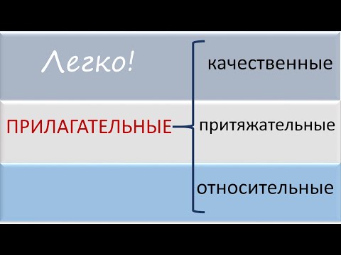 Видео: #русскийязык #егэ Разряды прилагательных: качественные, притяжательные, относительные. Видеоурок