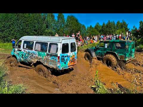 Видео: ЧТО ЭТО ЗА МОНСТРЫ БЕЗДОРОЖЬЯ? УАЗ на колесах от ТРАКТОРА против бешенной МАРШРУТКИ c двигателем UZ