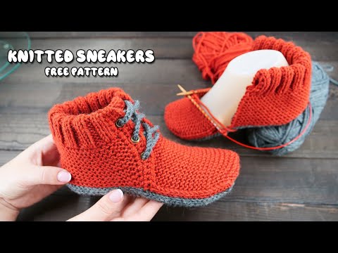 Видео: Следки – кеды спицами 👟 Slippers - sneakers knitted