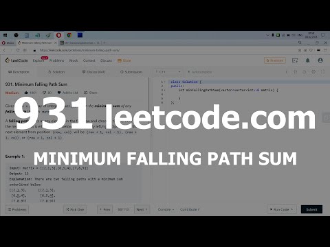 Видео: Разбор задачи 931 leetcode.com Minimum Falling Path Sum