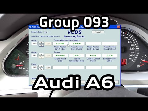 Видео: Группа 93 - проверка состояния цепей ГРМ Audi A6 C6 Vag-Com / Group 093 checking the timing chains