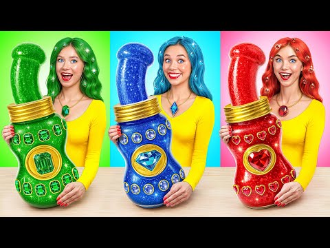Видео: Девушка Изумруд, Рубин и Бриллиант | Челлендж с Едой от Multi DO Girls