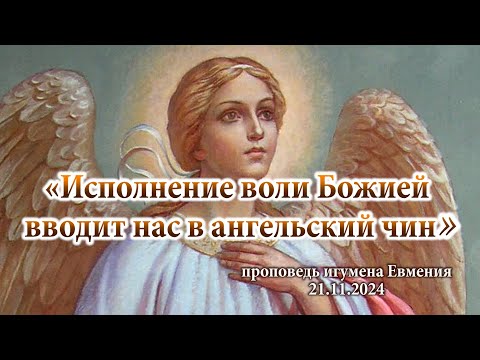 Видео: «Исполнение воли Божией вводит нас в ангельский чин» - проповедь игумена Евмения 21.11.24