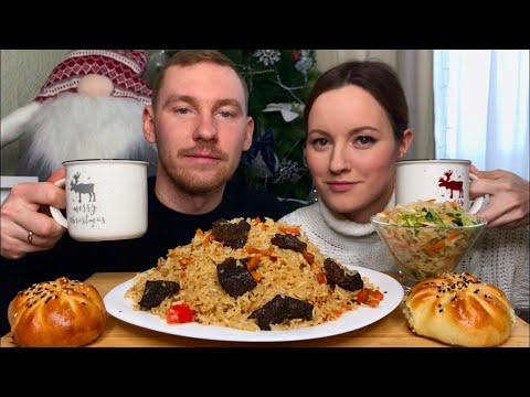 Видео: МУКБАНГ ПЛОВ С ГОВЯДИНОЙ пирожки с мясом ответы на вопросы MUKBANG PLOF WITH BEEF не АСМР