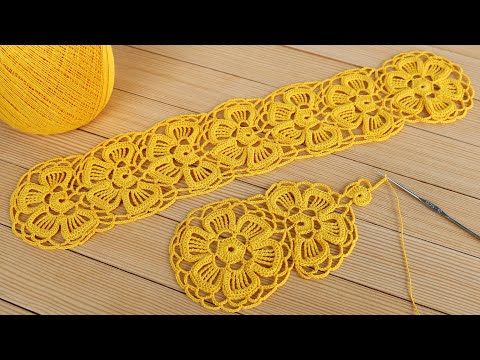 Видео: Цветочное ЛЕНТОЧНОЕ КРУЖЕВО крючком СХЕМА вязания Crochet Lace Braid Ribbon Tape Tutorial