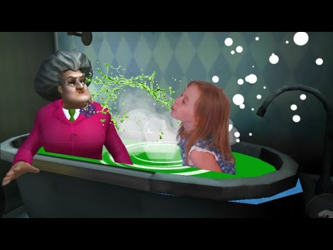 Видео: Прохождение уровня с ванной в игре Злая Училка. Попали в игру чтоб налить желе в ванную Мисс Ти!