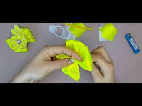 Видео: Бантики из атласной ленты 5 см .