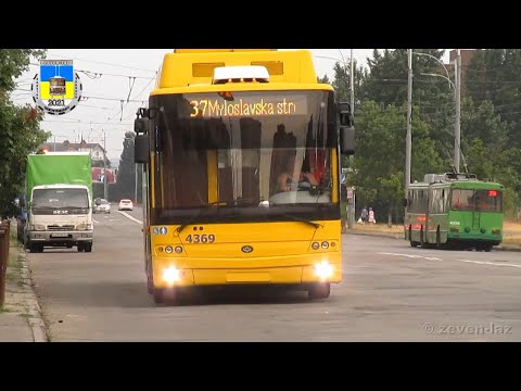Видео: Киевский троллейбус- Богдан Т90117 №4369, обзор кабины водителя, пассажирский салон 04.07.2021