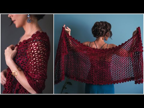 Видео: Пошаговое руководство: как связать крючком невероятно простую шаль с цветочным мотивом! Узор для ...