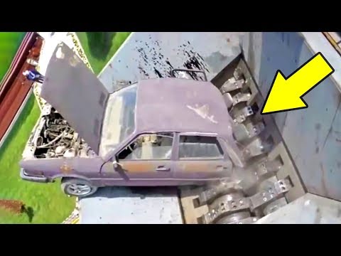 Видео: Быстрая утилизация машин с помощью шредера