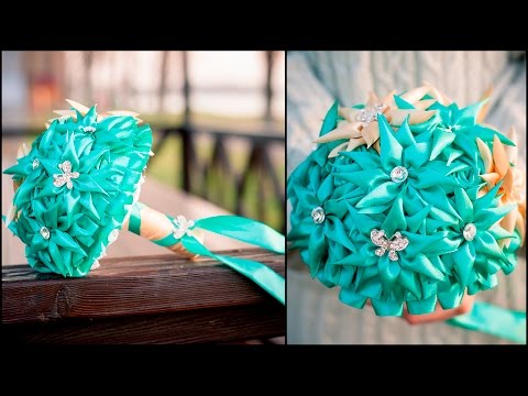 Видео: СВАДЕБНЫЙ БУКЕТ Канзаши Дублер Брошь / Kulikova Anastasia