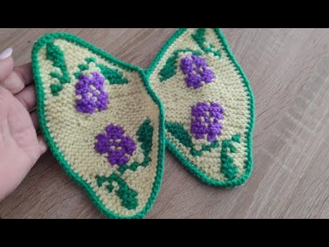 Видео: Красивый узор для тапочек