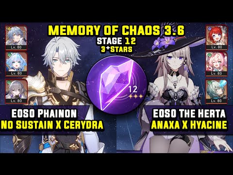 Видео: E0 Phainon Carry и E0 Herta Carry с Anaxa (3 звезды) Memory Of Chaos 12 Honkai Star Rail 3.6