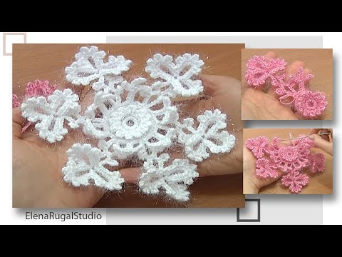 Видео: Снежинка крючком Урок 2 ч1 из 2