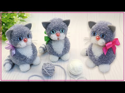 Видео: 🐾 Самый милый Котенок из ниток/Без вязания! 🐱 Pom Pom Cat's 🐾