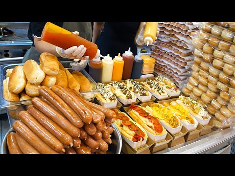 Видео: Самый фантастический и аппетитный корейский мастер хот-догов! Продаю 1200 штук в день / уличная еда
