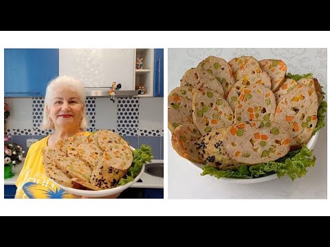 Видео: Яркий, красивый и очень вкусный мясной рулет! Станет фаворитом на Вашем праздничном столе!🍠😋🤗