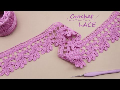 Видео: ЦВЕТОЧНОЕ ленточное КРУЖЕВО вязание крючком КАЙМА МК 🌸Very easy to crochet LACE for beginners🌸