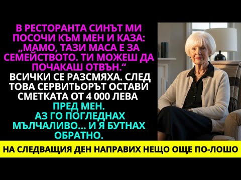 Видео: В ресторанта синът ми посочи към мен и каза: „Мамо, тази маса е за семейството. Ти можеш да...“