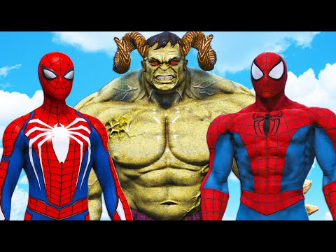 Видео: человек-паук и мускул человека-паука против мстителя Халка - эпическая битва супергероев