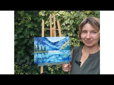 Видео: Как нарисать бирюзовое озеро мастихином. Масляная живопсиь, творчество, приемы художника.
