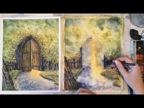 Видео: Волшебная дверь акварелью. Урок по акварели
