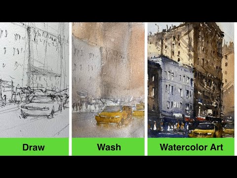 Видео: Значение света и глубины в акварельной городской сцене