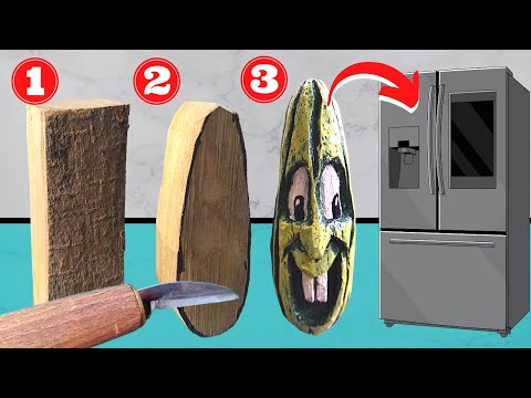 Видео: Как сделать МАГНИТ НА ХОЛОДИЛЬНИК из ДЕРЕВА, простой проект резьбы по дереву СКВОШ ОВОЩИ