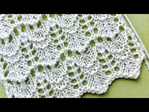 Видео: Великолепный ажурный узор с волнами для вязания джемпера,  летнего топа, палантина