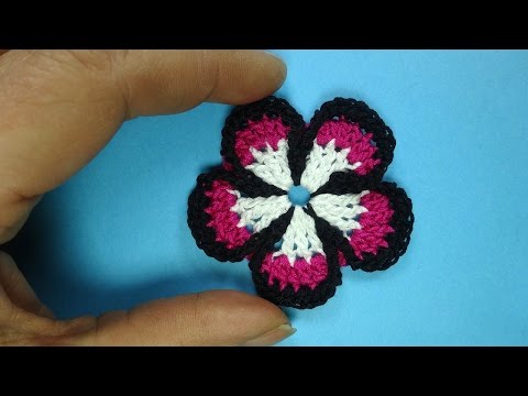 Видео: Пятилистник   Вязаные цветы Crochet flower pattern 89